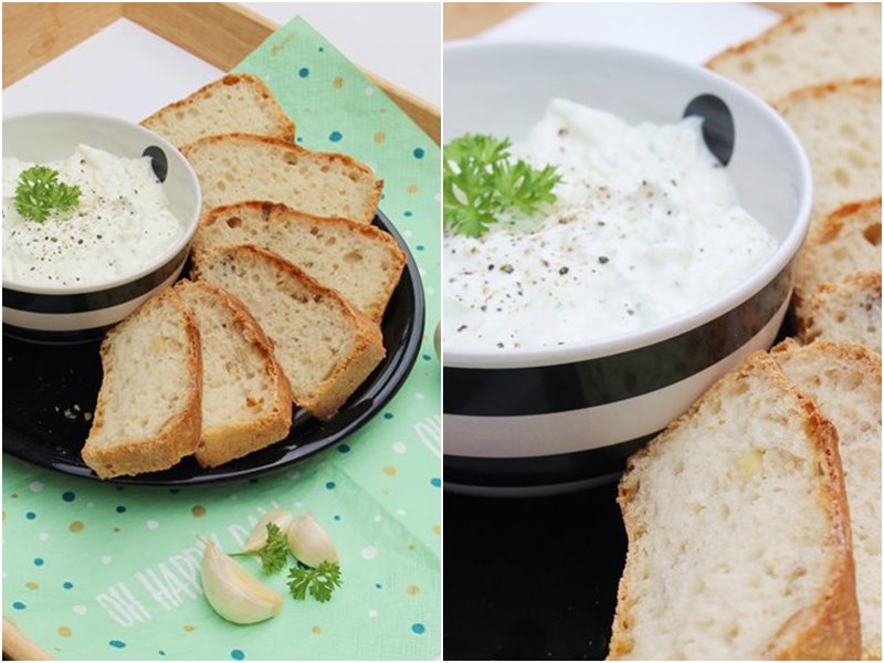 Dinkelbrot und Tsatsiki