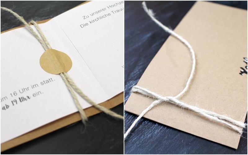 Rustikale Hochzeitseinladungen aus Kraftpapier