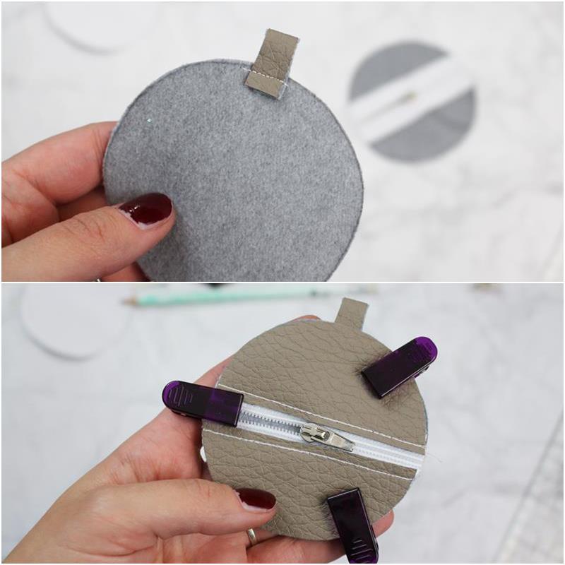 Kleine Reißverschlusstäschchen aus Lederresten